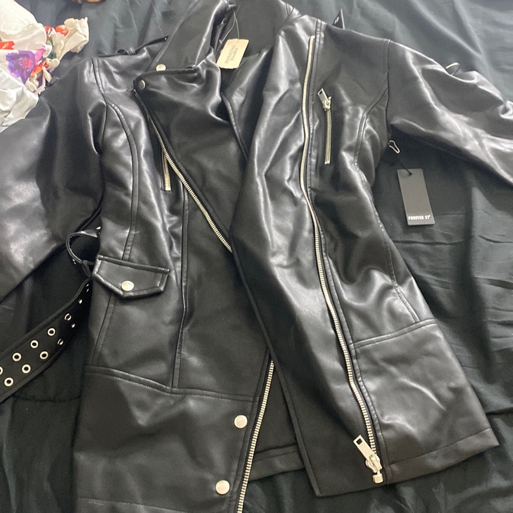 Forever 21 faux leather jacket dress